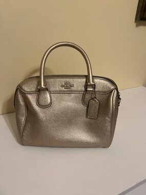 Coach Mini Lillie Carryall- Metallic Platinum and Gold Sheen